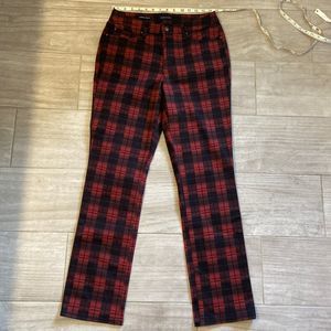 Charter Club Black and Red Plaid Lexington Straight Pants Women’s Size 8